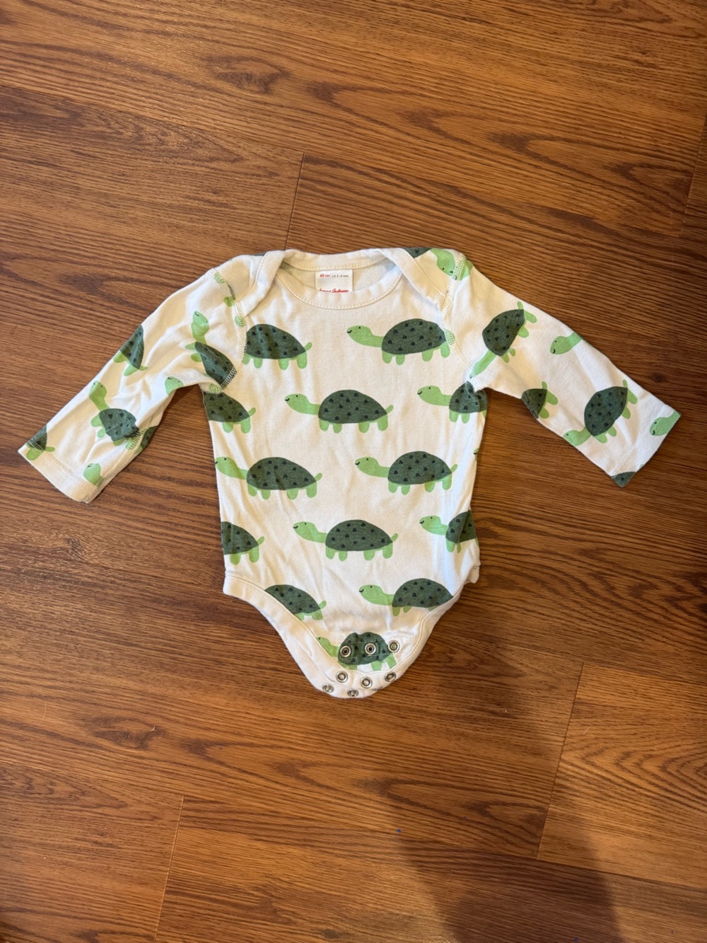 Hanna Andersson Long-sleeve Onesie with Green Turtle Print
